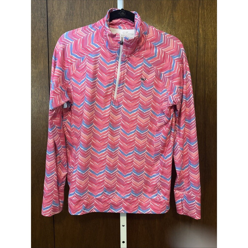 Vineyard Vines Performance 1/4 Zip Pullover L ($98 MSRP). Pink Print Whale Logo
